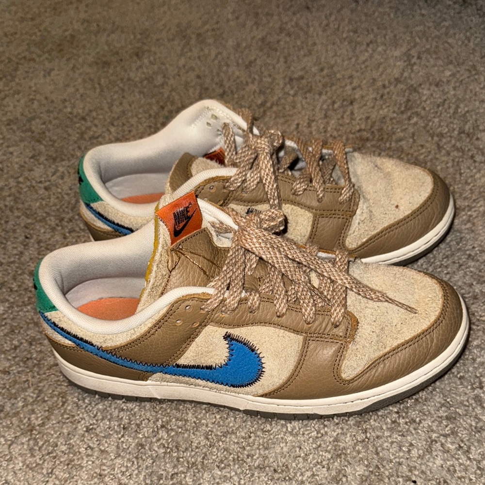 Nike Tan and Blue Sneakers with Suede and Leather
